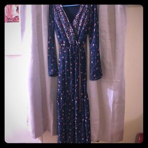 Living Doll Bohemian long sleeve dress with belt